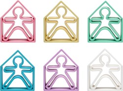 Dena set de juguetes de silicona - 6 niños 6 casas colores pastel