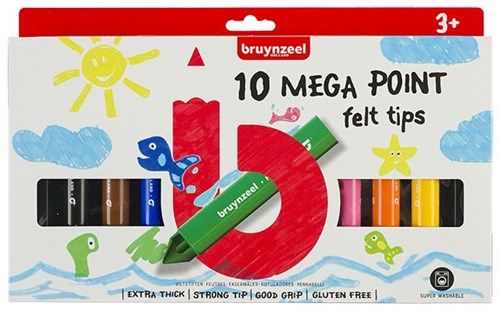 Bruynzeel rotuladores Mega Point set 10 colores para niños 3+