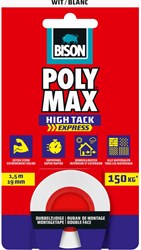 Bison cinta de montaje blanca - Poly Max Tape 1,5 m doble cara extra fuerte
