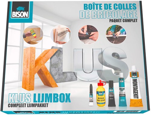 Bison caja de pegamento set bricolaje - solución práctica para pegar y reparar