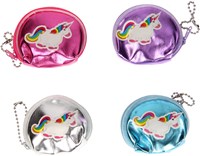 Monedero mini unicornio plateado metálico con cadena - accesorio infantil