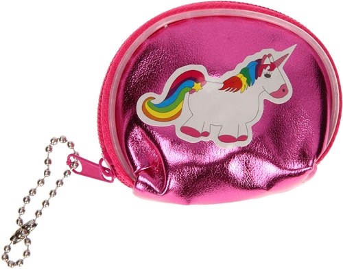 Monedero mini unicornio plateado metálico con cadena - accesorio infantil-2