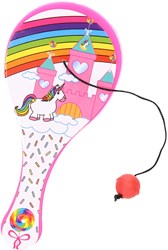 Pelota tap unicornio raqueta juguete rosa con elástico y pelota saltarina