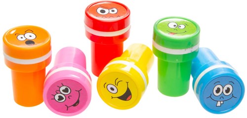 Sello carita sonriente juguete colorido regalo fiesta infantil