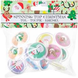 Peonza juguete de Navidad set de 12 piezas plástico colorido