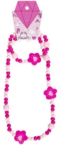 Collar y pulsera de madera para niños morado - set de cuentas alegre