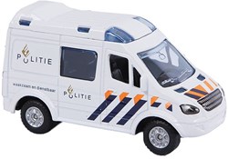 Coche de policía de metal die cast juguete pull-back 8 cm azul