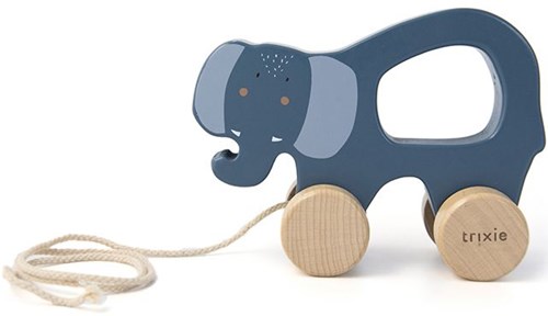 Trixie juguete de arrastre de madera - Mrs. Elephant - certificado FSC - azul-2