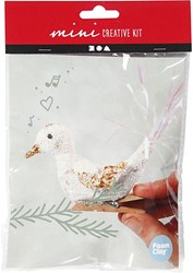 Creativ Company kit manualidades pájaro - Mini Creative Kit Glitter Pájaro blanco