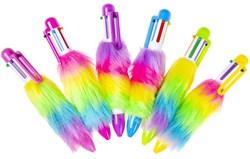 Bolígrafo 6 colores funky bolígrafo multicolor con pompón para niños