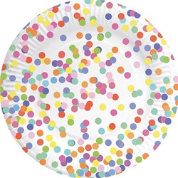Haza platos confeti cartón 8 unidades vajilla colorida fiesta