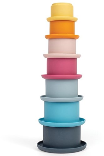 BigJigs vasos apilables juguete de silicona colorido sensorial desde 12 meses-3