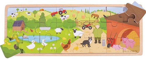 BigJigs puzzle de madera granja - juguete educativo para niños-2