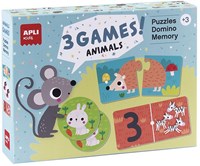 APLI Kids APLI - 3 juegos de animales (rompecabezas, memoria, dominó)