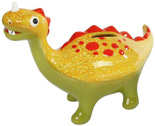 Hucha dinosaurio de cerámica - colorida hucha dino para niños