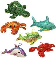 Peluche animales marinos con purpurina juguete multicolor 8-10 cm