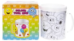 Taza para colorear cara sonriente - taza creativa para manualidades infantiles