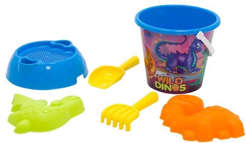 Adriatic set cubo playa dinosaurio 18cm moldes arena juguete
