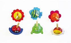 Eduplay set de peonzas de animales de madera - juguete colorido para niños