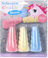 Tiza de acera unicornio con purpurina rosa set de 3 para dibujar fuera