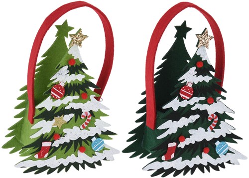Bolso de fieltro árbol de Navidad multicolor 19 cm regalo navideño