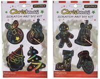 Adornos navideños scratch art figuras arcoíris 4 piezas juguete creativo