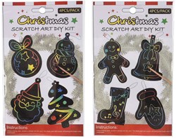 Adornos navideños scratch art figuras arcoíris 4 piezas juguete creativo