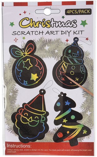 Adornos navideños scratch art figuras arcoíris 4 piezas juguete creativo-2