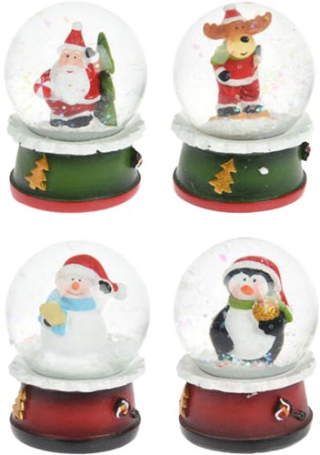Bola de agua figura navideña decoración con purpurina 4,5cm adorno Navidad