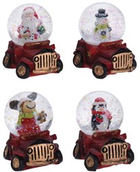 Bola de agua figura navideña coche decoración con purpurina 6,5cm juguete de cristal