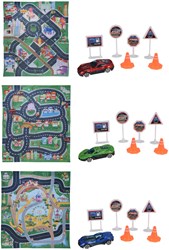 Alfombra de juego coche juguete educativo multicolor 79x70cm con accesorios