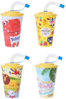Vaso infantil con pajita plástico multicolor para niños