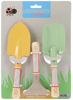 Set de herramientas de jardinería para niños juguete metal y madera 3 piezas jardinería