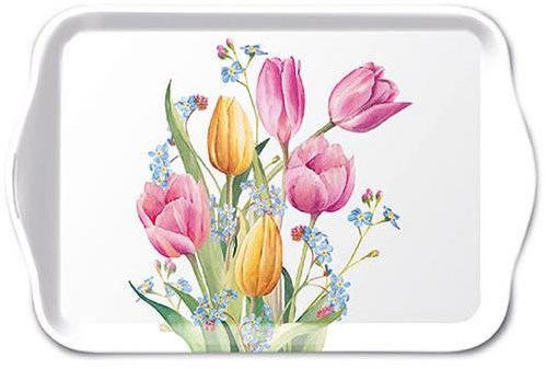 Ambiente bandeja ramo de tulipanes plástico 13x21cm diseño colorido