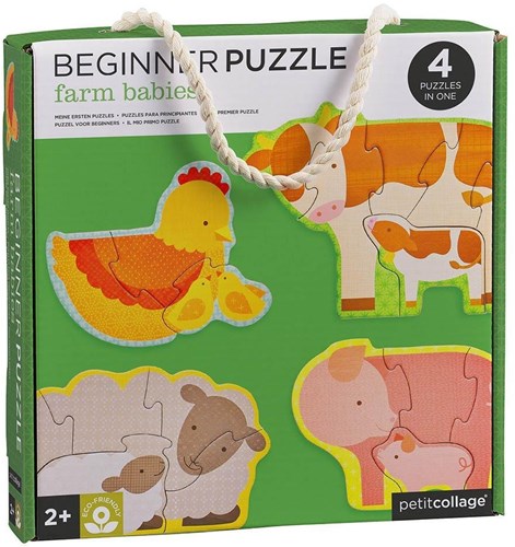 Petit Collage puzzle animales de granja bebé - juguete educativo de cartón-2