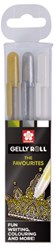 Bolígrafo de gel Sakura 3 Oro plata blanco en estuche Sakura