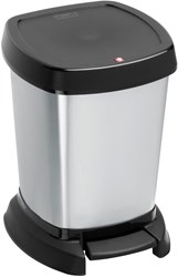 Rotho cubo de basura con pedal 6 litros plata metálica plástico