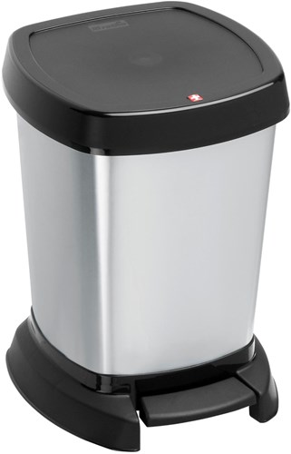 Rotho cubo de basura con pedal 6 litros plata metálica plástico