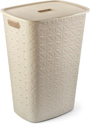 Curver cesta para ropa Softex 56L - Beige - cesta sostenible con tapa
