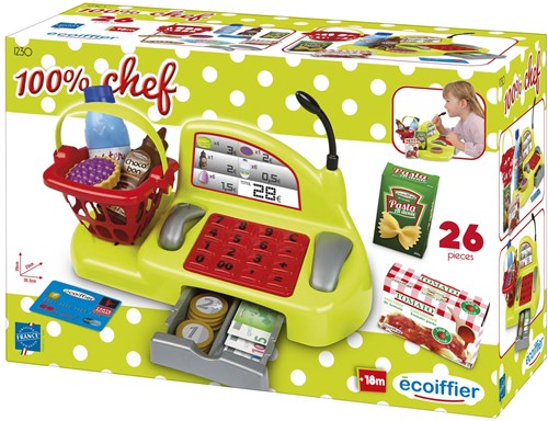 Ecoiffier caja registradora de juguete - 100% Chef - con accesorios y dinero de juguete-2