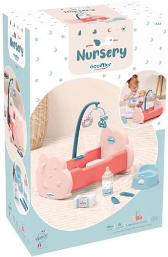Ecoiffier cuna de muñecas juguete con accesorios - cama para muñeca bebé