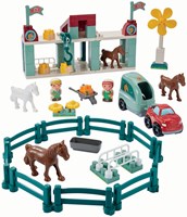 Abrick set de pista de carreras de caballos - set de construcción colorido con caballos-3