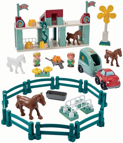 Abrick set de pista de carreras de caballos - set de construcción colorido con caballos-3