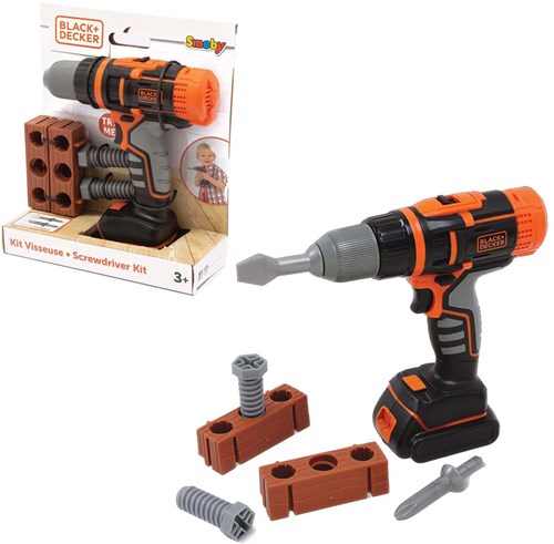 Smoby Black & Decker taladro de juguete con set de destornillador, 7 piezas-3