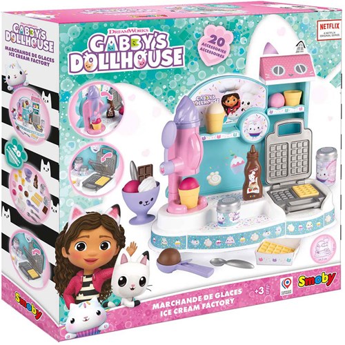 Smoby Fábrica de helados Gabby's Dollhouse set de juego 20 piezas rosa