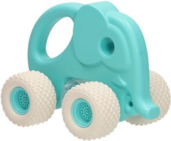 Cavallino elefante de juguete azul con sonajero y ruedas de silicona