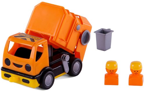 Camión de basura juguete Cavallino naranja 19cm plástico para niños-3