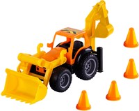 Tractor excavadora de juguete con ruedas de goma y accesorios, 38,5cm