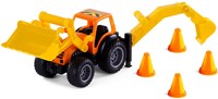 Tractor excavadora de juguete con ruedas de goma y accesorios, 38,5cm-2