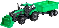 Tractor juguete Cavallino con cargador y remolque volquete verde escala 1:32